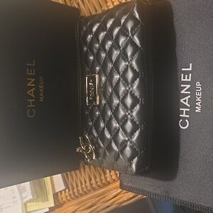 Chanel Make up Black Quilted Cosmetic Bag with Box & dustbag